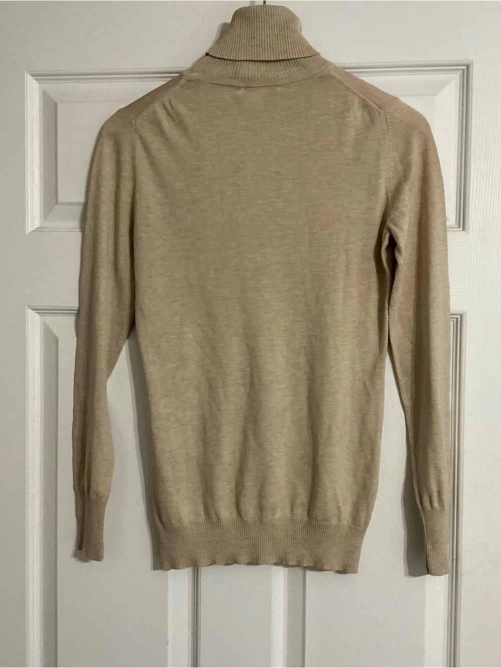 Banana Republic Beige Cotton-Feel Turtleneck Sweater